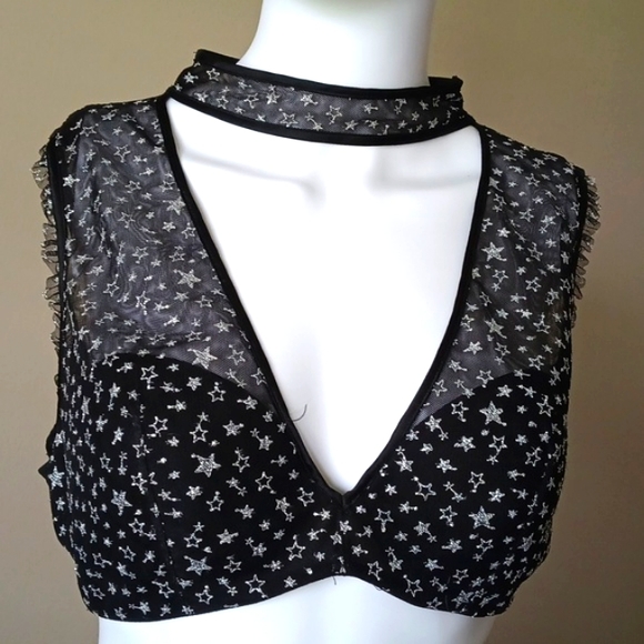 Victoria's Secret Beautiful Style Black &Silver Star Lace Women's Top Bra Size L - Picture 2 of 14
